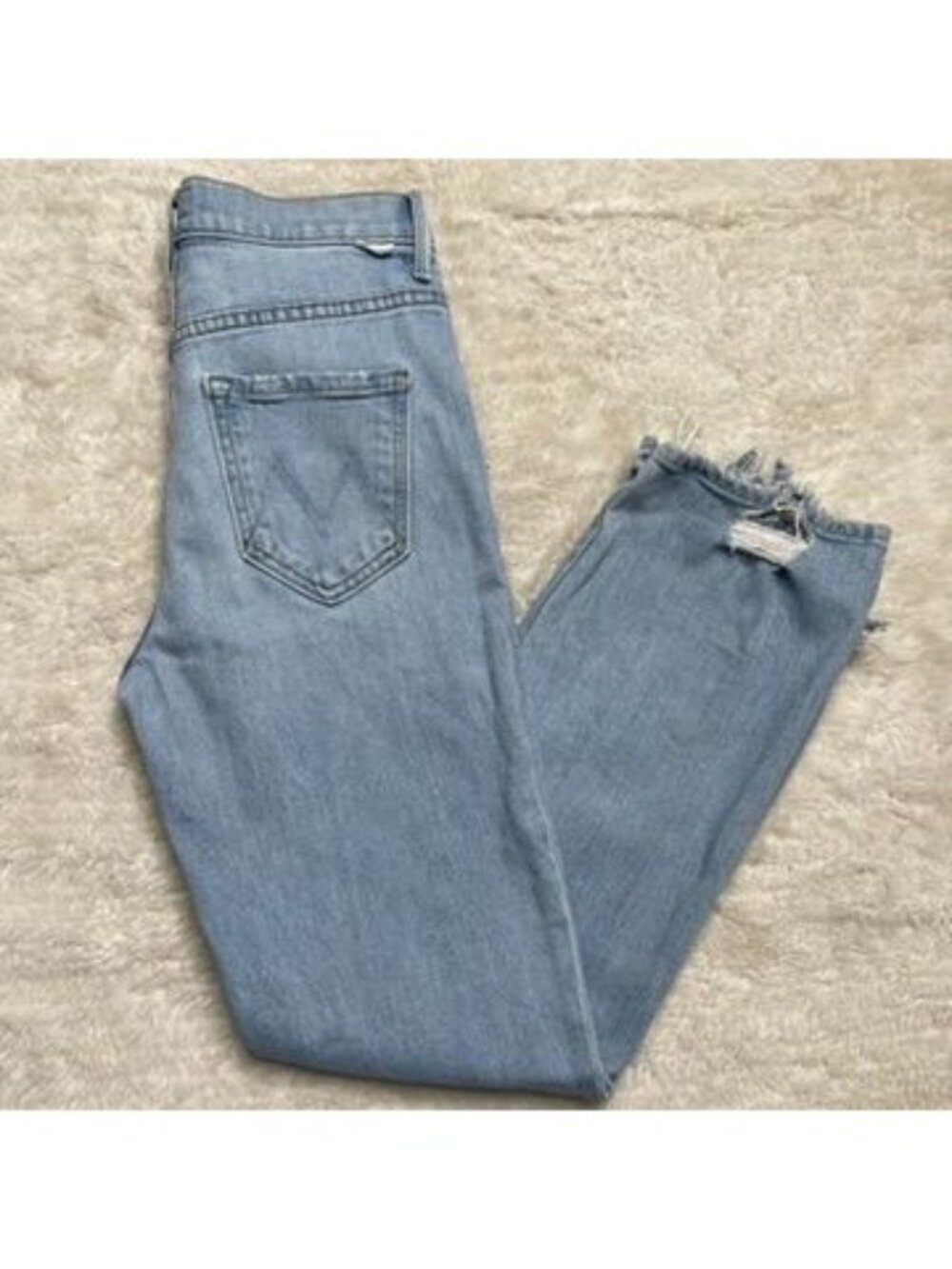 MOTHER The Insider Crop Step Chew Jeans Light Wash Denim Size 25 Frayed Hem 10in